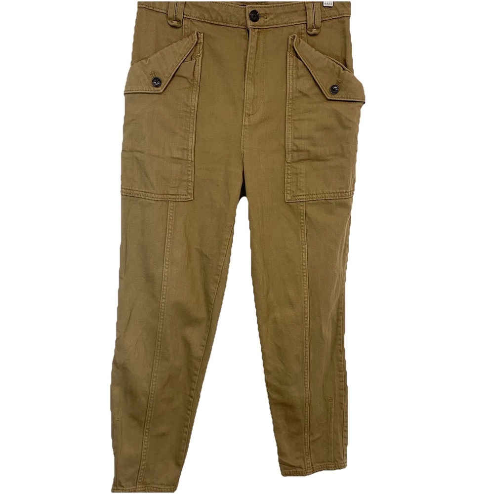 Banana Republic Cargo Utility Pants Woman Sz 0 Tapered Woven 100% Cotton Neutral